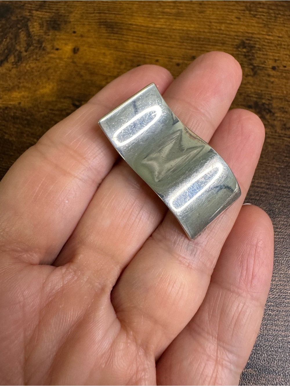 Curved Wave Sterling Silver Modernist Pendant Hallmarked 925 - 8.85 Grams